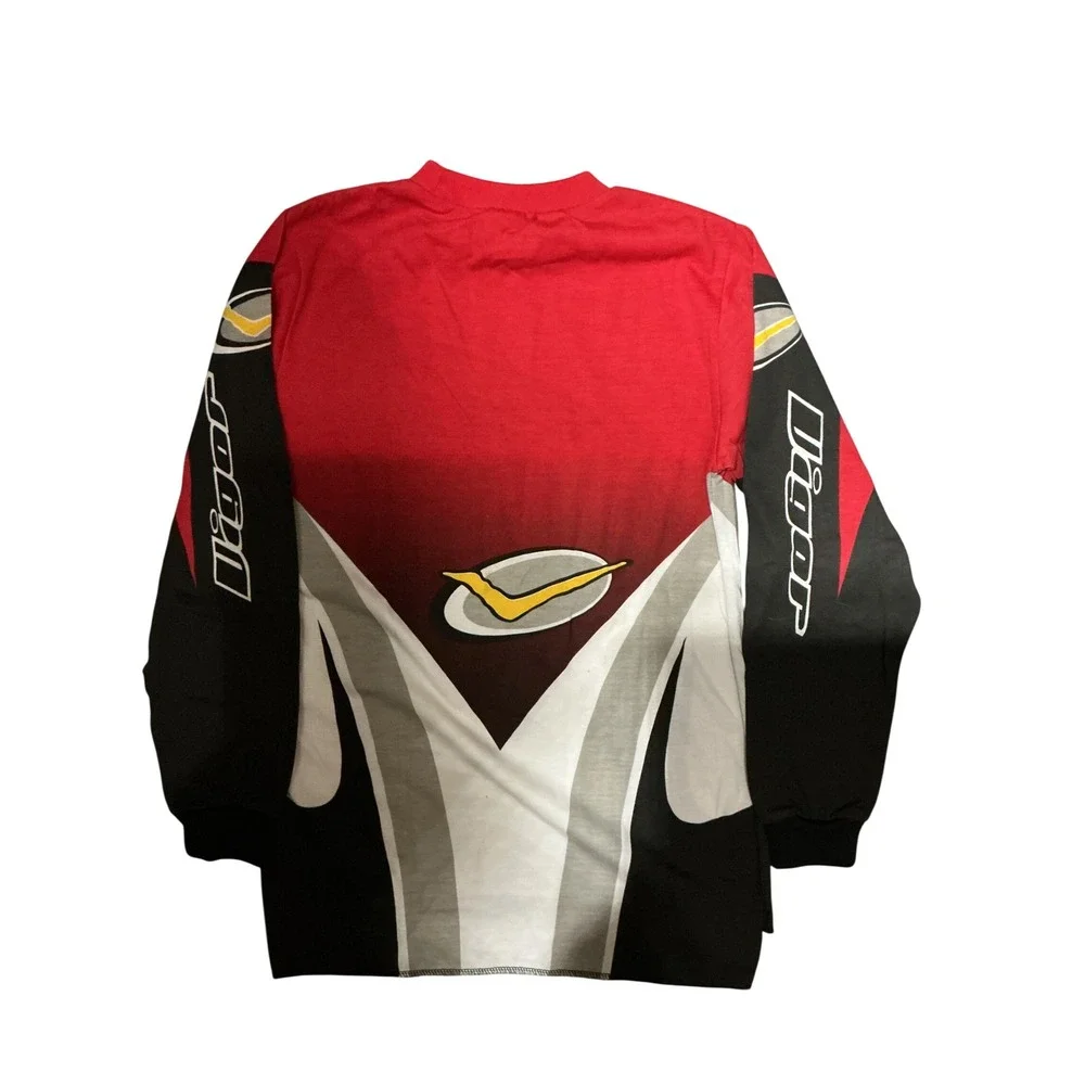 Vigor‎ Motocross Jersey Kids Large Red Black Graphic Long Sleeve BMX Racing Y2K